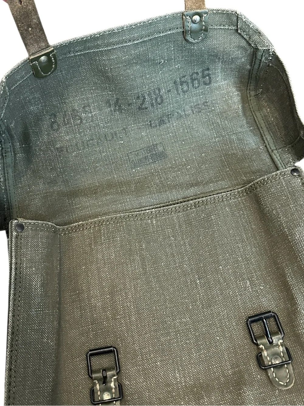 Vintage WWII French Military Foucault Lapalisse Army Messenger Satchel Green